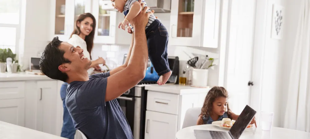 family in kitchen