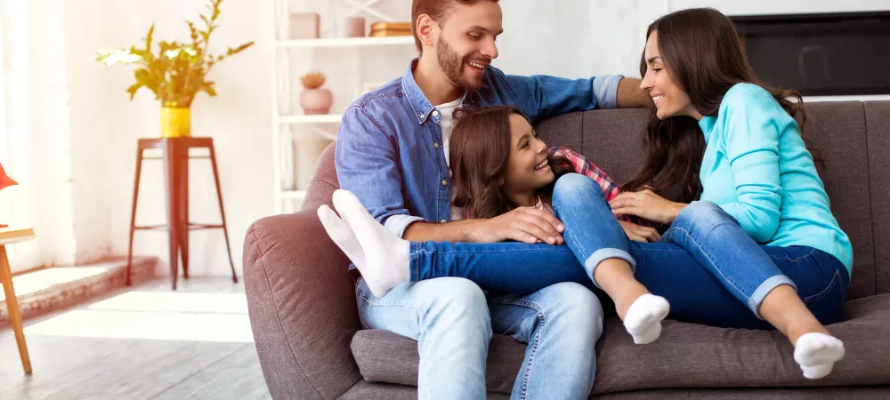 family on couch